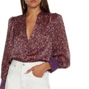 Alice + Olivia Sheila Floral Burnout Satin Blouse